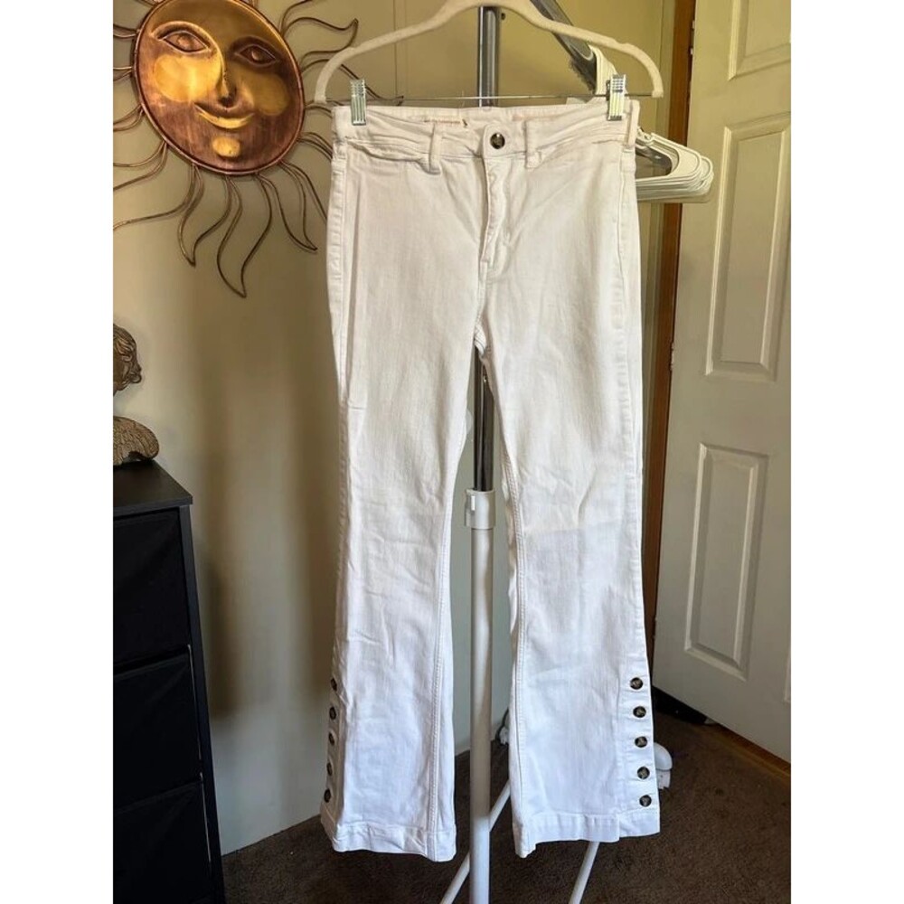Anthropologie high-rise flare jeans white size 27